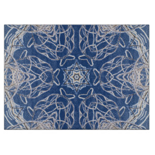 Tabla De Cortar Nieve blanca azul brillante y Kaleidoscope estelar