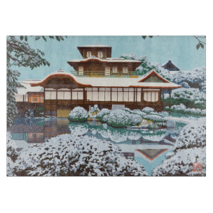 Tabla De Cortar Nieve en el paisaje japonés del invierno del