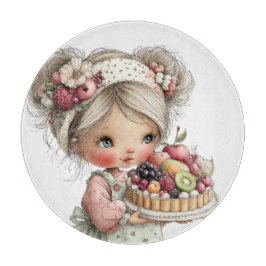 TABLA DE CORTAR NIÑA CON TARTA DE FRUTAS TEMÁTICA DE VERANO MONA