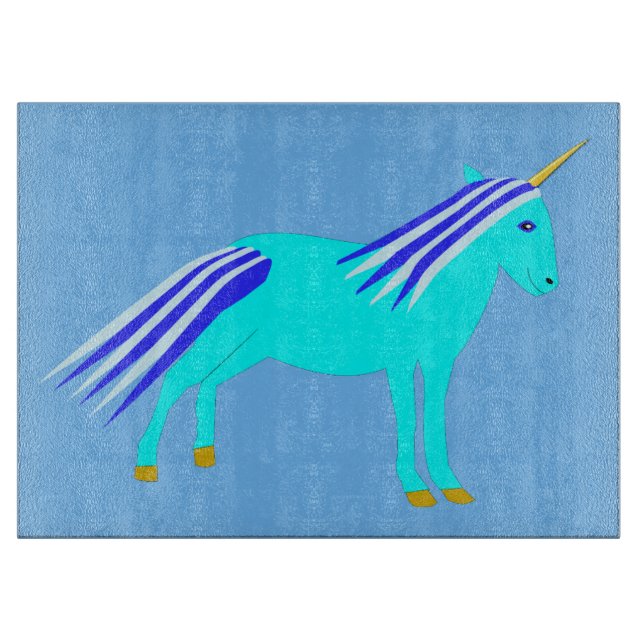 Tabla De Cortar Niño azul lindo Unicorn (Anverso)
