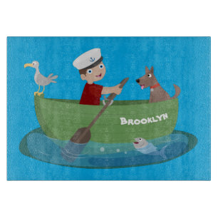 Tabla De Cortar Niño pequeño marinero y personalizado de un bote d