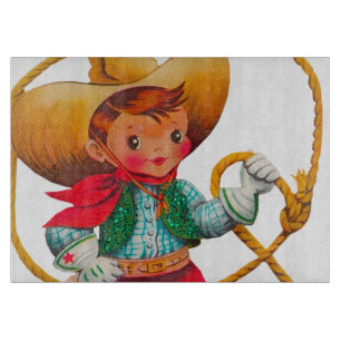 Tabla De Cortar Niño retro niño vago occidental