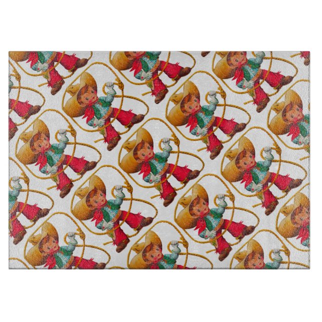 Tabla De Cortar Niño retro niño vago occidental (Anverso)