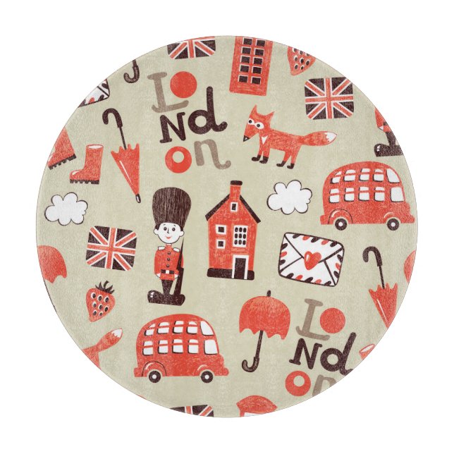 Tabla De Cortar Niños de Londres: Diseño de patrones divertidos (Anverso)