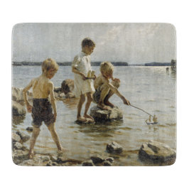 Tabla De Cortar Niños jugando en la costa (por Albert Edelfelt)