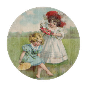 Tabla De Cortar Niños Victorianos Jardín de Verano Vintage Niñas