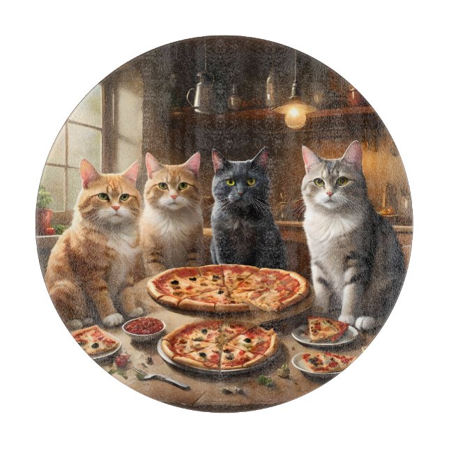 Tabla De Cortar Noche Cat Pizza, (Anverso)