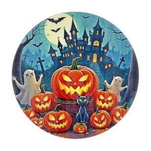 Tabla De Cortar Noche de Halloween: Arte Divertido y Espeluznante