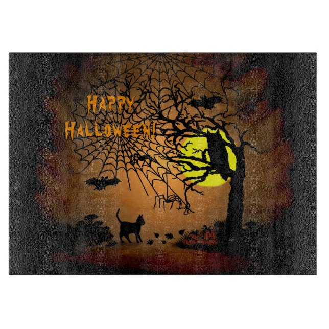 Tabla De Cortar Noche de Halloween, ¡Feliz Halloween! (Anverso)