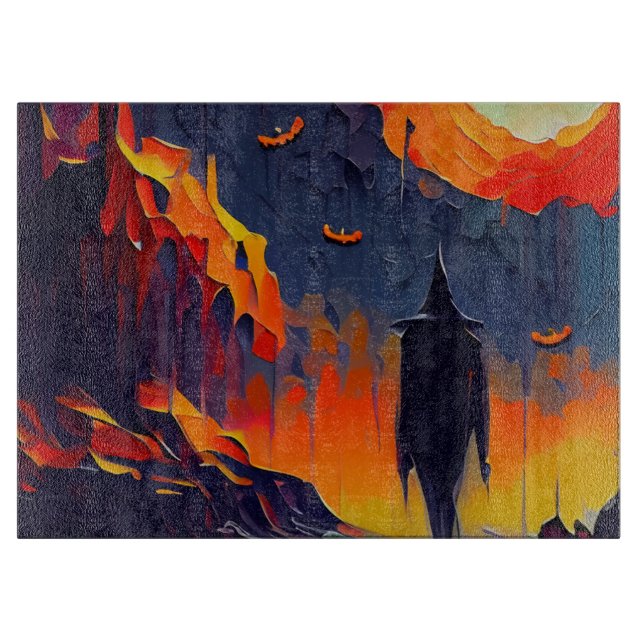 Tabla De Cortar Noche de Halloween Resumen Moderno (Anverso)
