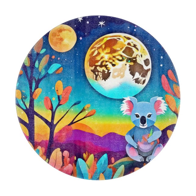 Tabla De Cortar Noche de Luna de Koala (Anverso)