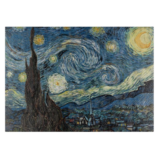 Tabla De Cortar Noche estrellada de Vincent van Gogh. (Anverso)