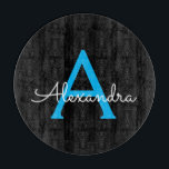 Tabla De Cortar Nombra de monograma de guión azul negro<br><div class="desc">Placa de corte de nombres de monograma de escritura simple azul y negro. Esto hace que la graduación perfecta, el cumpleaños, el boda, la ducha de novia, el aniversario, la ducha de bebé o la fiesta de soltera sea un regalo para alguien que ama el lujo glam y los estilos...</div>
