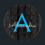 Tabla De Cortar Nombra de monograma de guión azul negro<br><div class="desc">Placa de corte de nombres de monograma de escritura simple azul y negro. Esto hace que la graduación perfecta, el cumpleaños, el boda, la ducha de novia, el aniversario, la ducha de bebé o la fiesta de soltera sea un regalo para alguien que ama el lujo glam y los estilos...</div>