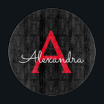 Tabla De Cortar Nombra de monograma de guión negro rojo<br><div class="desc">Tablero de corte de nombres de monograma de escritura simple rojo y negro. Esto hace que la graduación perfecta, el cumpleaños, el boda, la ducha de novia, el aniversario, la ducha de bebé o la fiesta de soltera sea un regalo para alguien que ama el lujo glam y los estilos...</div>