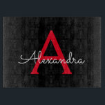 Tabla De Cortar Nombra de monograma de guión negro rojo<br><div class="desc">Placa de corte de nombres de monograma de escritura simple negra y roja. Esto hace que la graduación perfecta, el cumpleaños, el boda, la ducha de novia, el aniversario, la ducha de bebé o la fiesta de soltera sea un regalo para alguien que ama el lujo glam y los estilos...</div>