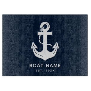 Tabla De Cortar Nombre de barco náutico personalizado Ancla