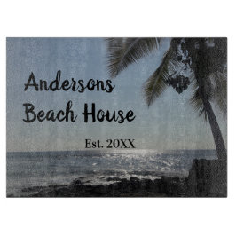 Tabla De Cortar Nombre de familia de océanos de palmeras iluminada