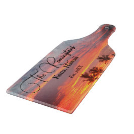 Tabla De Cortar Nombre de familia Dreamy Tropical Sunset