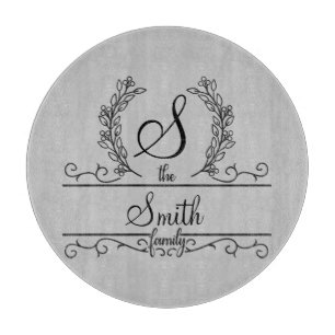 Tabla De Cortar Nombre de familia personalizado con monograma