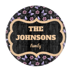 Tabla De Cortar Nombre de familia personalizado mariposa floral la