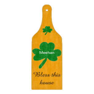 Tabla De Cortar Nombre de familia Shamrock bendice esta casa