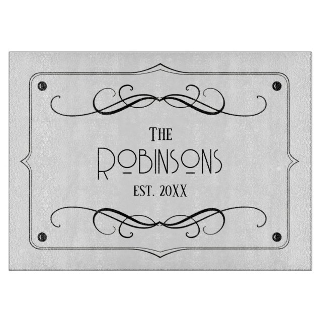 Tabla De Cortar Nombre de familia y Vintage de película de un año  (Anverso)