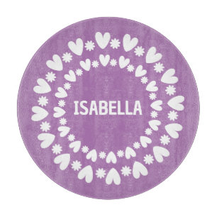 Tabla De Cortar Nombre De Flores Y Corazones