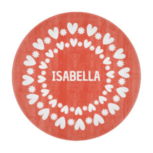 Tabla De Cortar Nombre De Flores Y Corazones