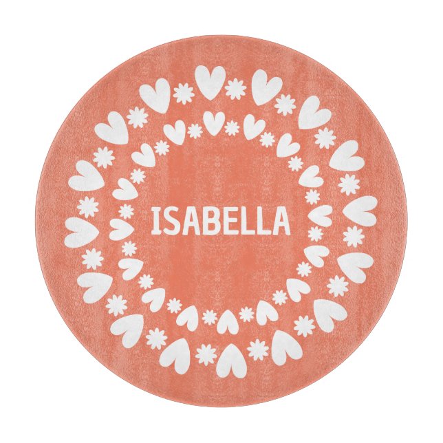 Tabla De Cortar Nombre De Flores Y Corazones (Anverso)