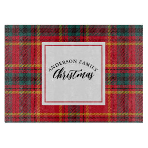 Tabla De Cortar Nombre de la familia Tartan Plaid navidades