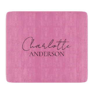 Tabla De Cortar Nombre de monograma minimalista elegante rosa