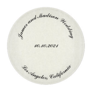 Tabla De Cortar Nombre del personalizar, boda de marfil negro de f