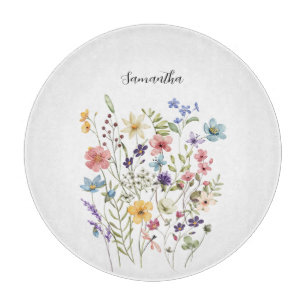 Tabla De Cortar Nombre floral de flor silvestre rosa