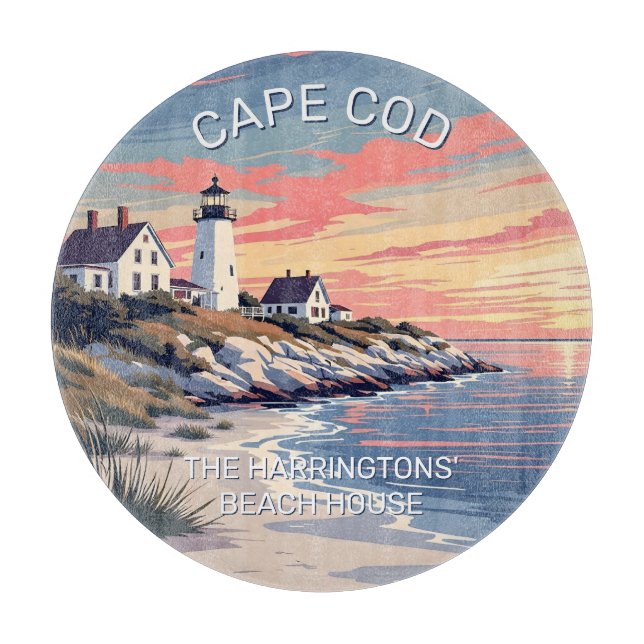 Tabla De Cortar Nombre personalizado Cabo Cod Massachusetts (Anverso)