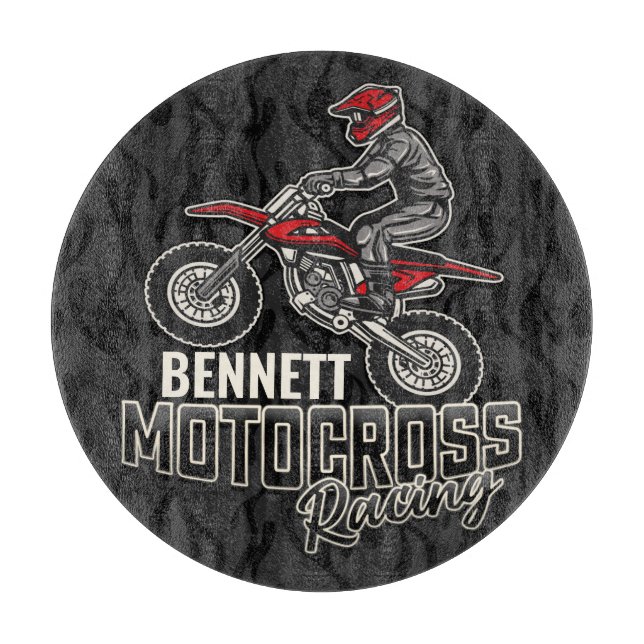 Tabla De Cortar NOMBRE personalizado Carreras Motocross de ciclism (Anverso)