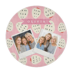 Tabla De Cortar Nombre Personalizado de Fresa Rosa Lindo para Chic