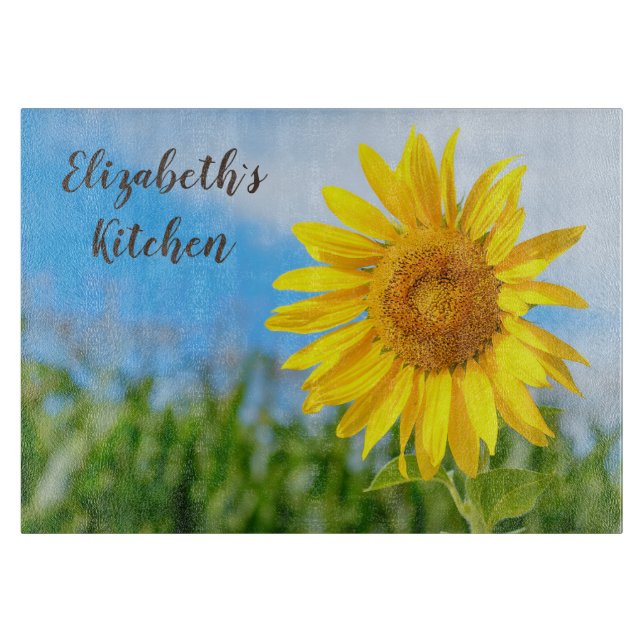 Tabla De Cortar Nombre personalizado de girasol (Anverso)