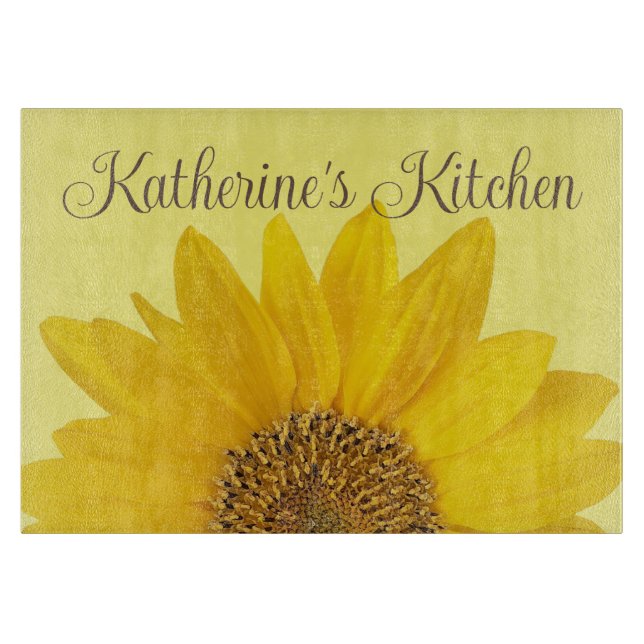 Tabla De Cortar Nombre personalizado de girasol amarillo (Anverso)