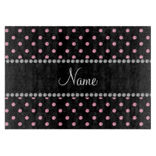 Tabla De Cortar Nombre personalizado diamantes de color rosa negro