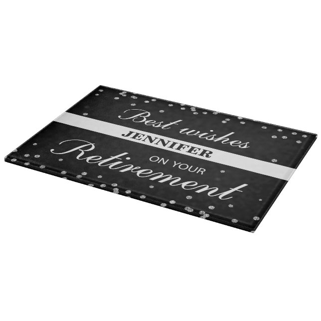 Tabla De Cortar Nombre personalizado, felicitaciones de jubilación (Borde)
