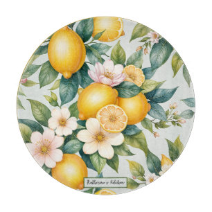 Tabla De Cortar Nombre personalizado Floral Summer limón cítrico