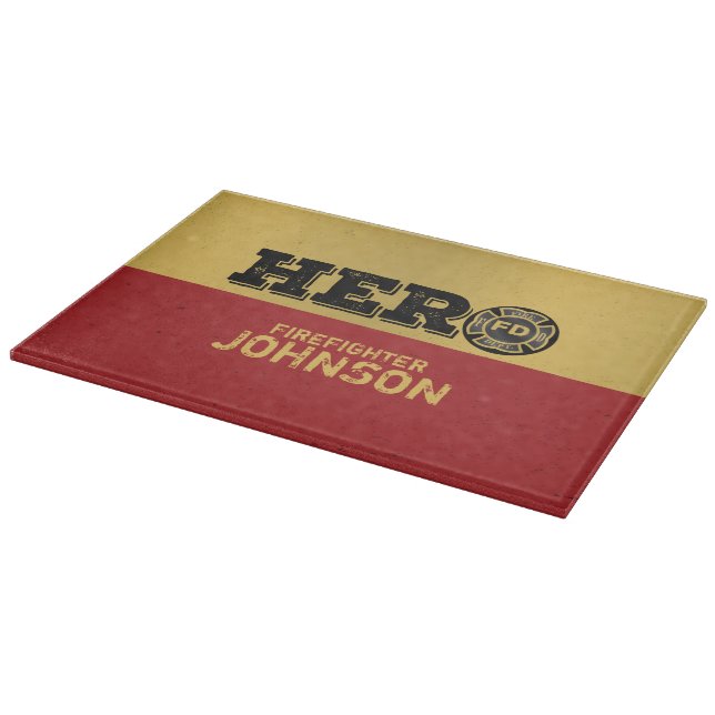 Tabla De Cortar Nombre personalizado, héroe de bomberos (Borde)