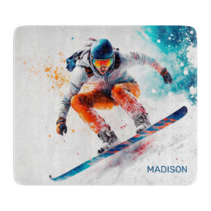 Tabla De Cortar Nombre personalizado Ilustracion Snowboarder