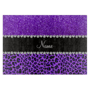 Tabla De Cortar Nombre personalizado leopardo morado índigo purpu
