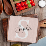 Tabla De Cortar Nombre personalizado moderno Monograma Pastel rosa<br><div class="desc">Nombre personalizado moderno Monograma Pastel rosa</div>