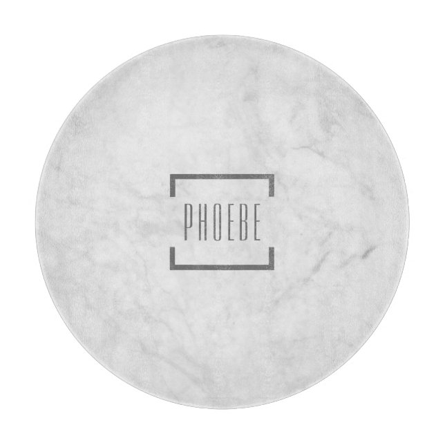 Tabla De Cortar Nombre personalizado moderno Patrón de mármol gris (Anverso)