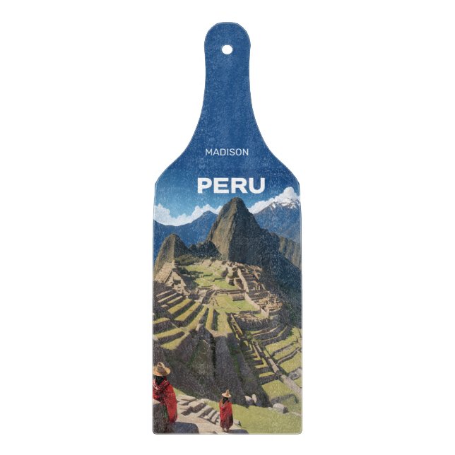 Tabla De Cortar Nombre personalizado Perú Machu Picchu (Anverso)