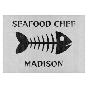 Tabla De Cortar Nombre personalizado y pescado de texto