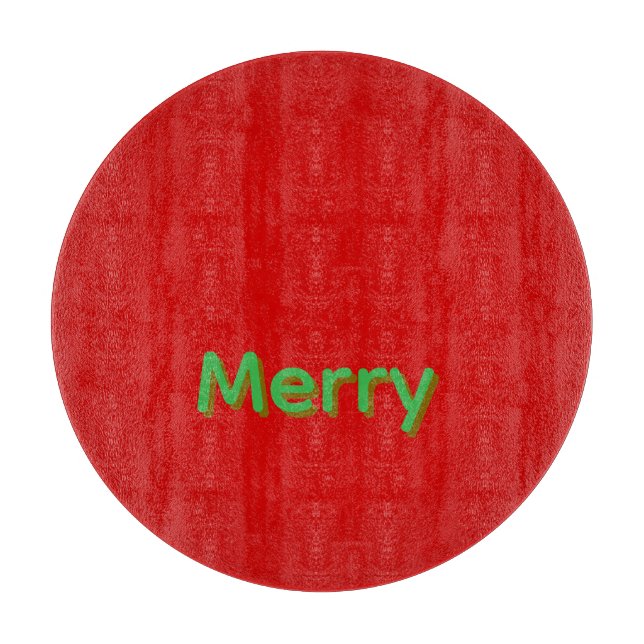 Tabla De Cortar Nombre verde alegre sobre rojo (Anverso)